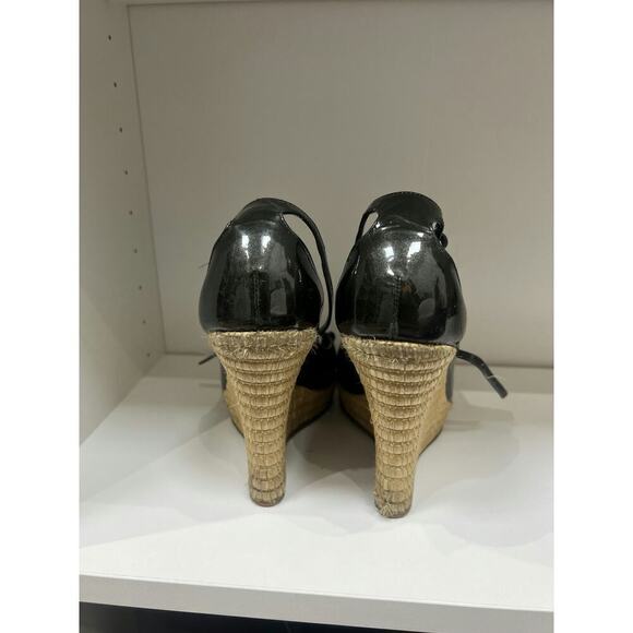 Gucci Horsebit Wedge Sandals in Black Patent Leather - Size 38.5 - Picture 4 of 5